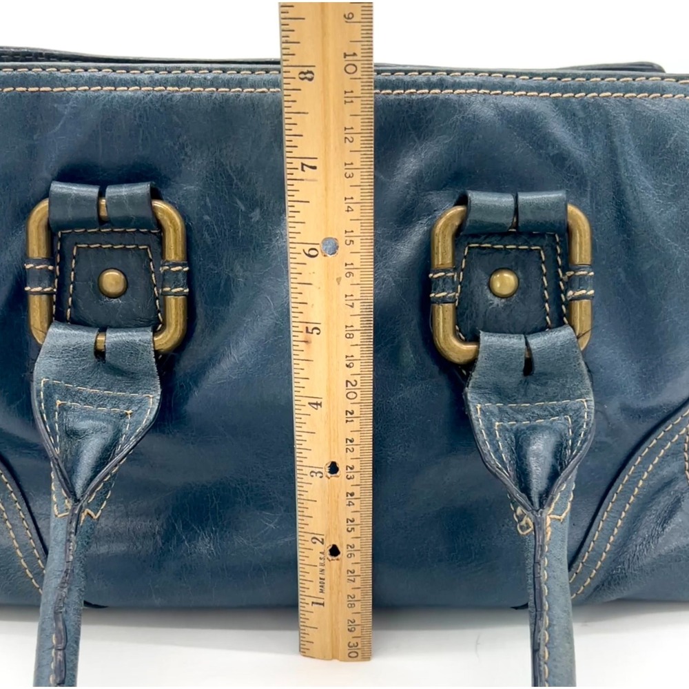 Vintage Wilsons Denim Blue Saddle Leather Purse Shoulder Bag Satchel Y2K - Picture 13 of 15